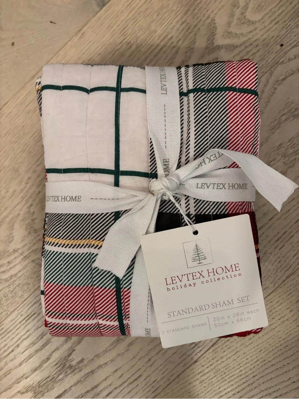 Levtex Home Plaid Holiday Sham Set in White, Red, Green, Black